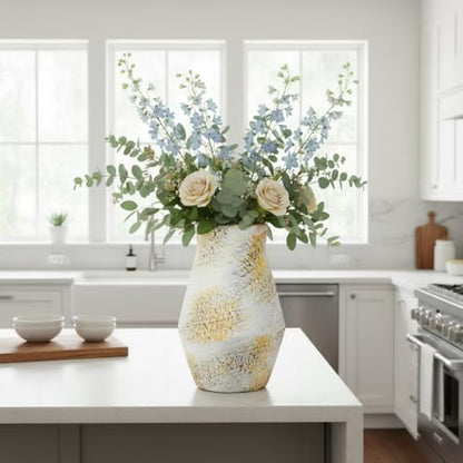Rustic Farmhouse Ceramic Vase, 11 Inch Tall - color: Rustic White, size: 11 inch