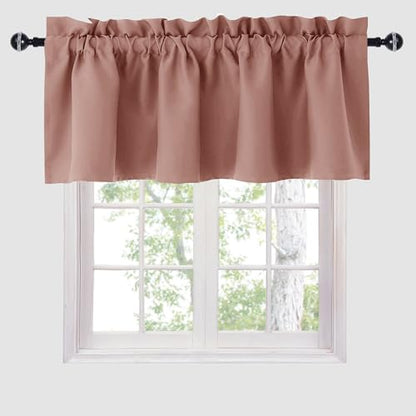 Hiasan Dusty Rose Valance Curtains for Window 42 x 12 Inches 1 Panel - color: Dusty Rose, size: 42"W x 12"L (Pack of 1)