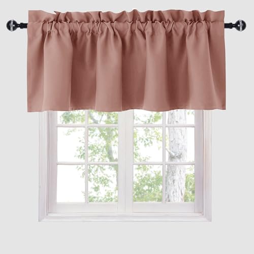 Hiasan Dusty Rose Valance Curtains for Window 42 x 12 Inches 1 Panel - color: Dusty Rose, size: 42"W x 12"L (Pack of 1)