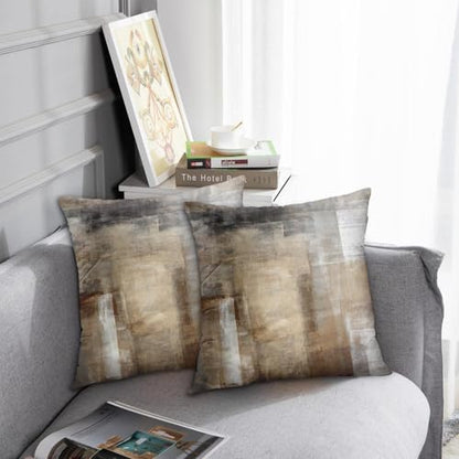 Britimes Throw Pillow Covers Set of 2, 18 x 18 Inch, Grey Brown Beige - color: Brown Beige, size: 18" x 18" (Pack of 2)