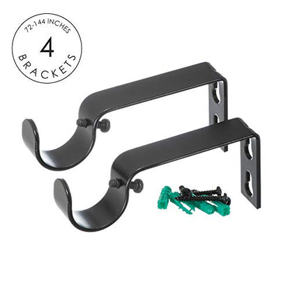 Ivilon Drapery Treatment Window Curtain Rod - Square Design 1 1/8 Rod. 72 to 144 Inch. Black - size: 72 to 144 in.