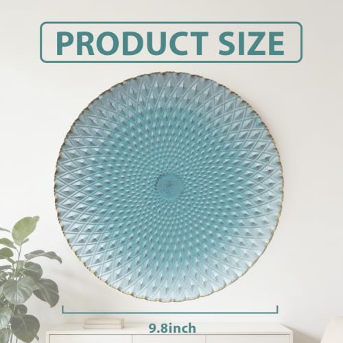 Metal Flower Wall Sculpture Decor, 9.8'' Round Floral Light Blue Art - color: B-Light Blue