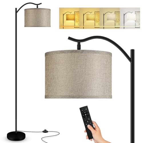 BoostArea Floor Lamp for Living Room,Arc Floor Lamp with Remote Control,Stepless Dimmable Brightness & Colors Temperature 2700k-6500k,Modern Standing Lamp for Bedroom Study Room Office,Jute - color: Jute
