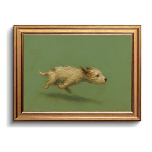 Vintage Gold Framed Dog Wall Art Whimsical Animal Pictures Wall Decor - color: Dog, size: 16"L x 12"W
