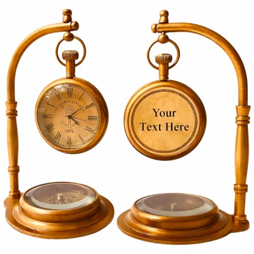 ALADEAN Personalized TableClock Compass Engraved (Custom Engraved) - style: Custom Engraved