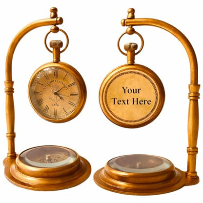 ALADEAN Personalized TableClock Compass Engraved (Custom Engraved) - style: Custom Engraved