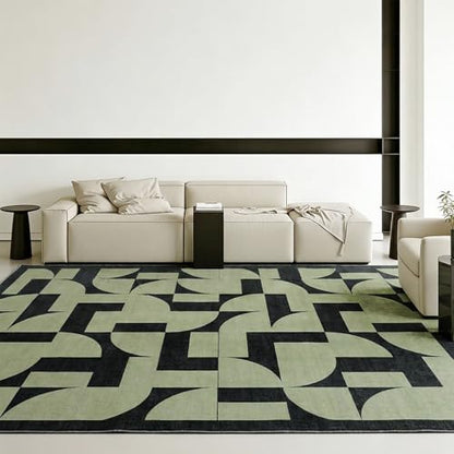ThreadGlobe Abstract 5x7 Area Rugs Geometric for Living Room, Dark Green - color: Dark Green Geometry, size: 5' x 7'