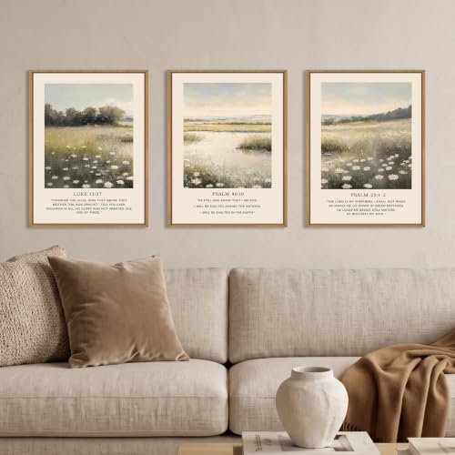 Christian Scripture Framed Canvas Wall Art,Vintage Bible Verse Wall Decor,Jesus Religious Art Prints,Nature Floral Landscape Artwork for Living Room,Bedroom,Church -12"x16"x3 - color: Christian Scripture Wall Art, size: 12''x16''x3