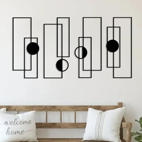 DUOOLN 4 Pcs Metal Wall Decor Art, Modern Abstract Sculpture for Bathroom - color: Black - Geometry 4 pcs