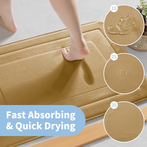 Cupic Cupid Memory Foam Bath Mat 24"×16", Non Slip Bathroom Rugs，Deep Khaki - color: Deep Khaki, size: 1'4" x 2' (16" x 24")