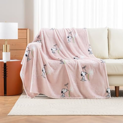 Berkshire Blanket Peanuts VelvetLoft Cute Character Snoopy Plush Throw Blanket,Peanuts Snoopy Make A Wish Spring Pink,Throw 55 in x 70 in (Official Peanuts Product) - color: Make a Wish Spring Pink, size: Throw (55 in x 70 in)
