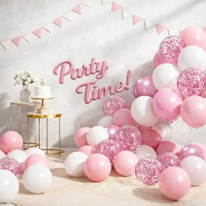 Patimate Pink and White Balloons Set 50 pcs 12 inch - color: Pink White