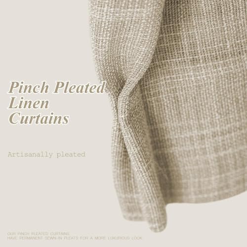 AUSSPVOCT 102 Inch Curtains Pinch Pleated Linen-Like Drapes 2 Panel Set - color: Burlywood Birch, size: 60"W x 102"L (Pack of 1)