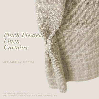 AUSSPVOCT 102 Inch Curtains Pinch Pleated Linen-Like Drapes 2 Panel Set - color: Burlywood Birch, size: 60"W x 102"L (Pack of 1)