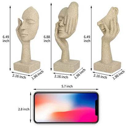 3 Pcs Thinker Statue,Modern Home Sculptures,Collectible Figurines - color: 3 Pcs Sandstone-2
