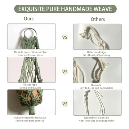 Artilady Boho Hanging Planter for Indoor Plants, Macrame Plant Hanger - color: Dark Green