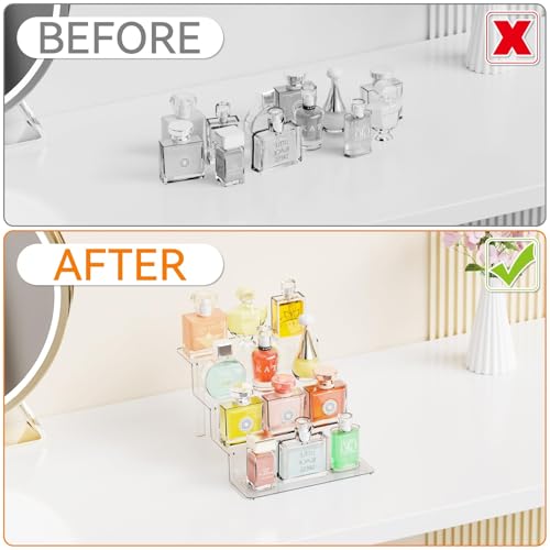 Yieach 4 Tier Clear Acrylic Display Risers,9 Inch Large Perfume Organizer,Colonge Stand and Cupcake Risers,Acrylic Tiered Display Stand for Figure,Funko Pop,Food,Candle,Fragrance Display,Cologne Shelf - size: 2.8 In Width-4 Tier
