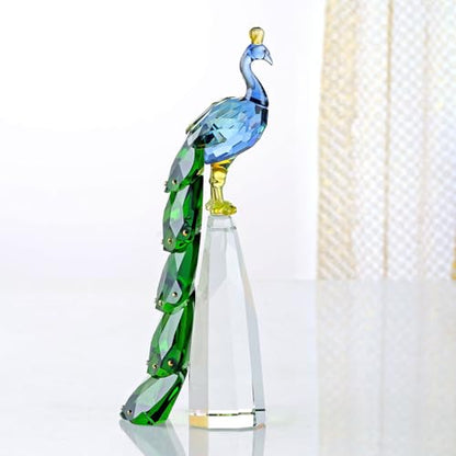 DOJOZ Crystal Peacock Figurine Handmade Art Animal Home Decor Statue Home Decoration