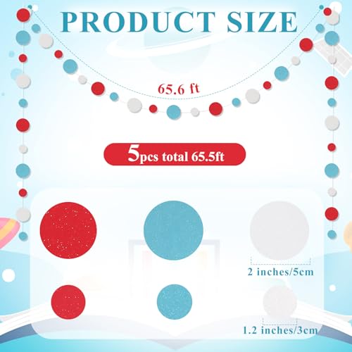 Outus 5 Pieces Dot Garland Banner Hanging, Light Blue,White,Red - color: Light Blue,white,red
