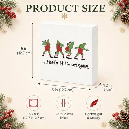 That's It I'm Not Going Sign, Funny Christmas Wood Box Shelf Decor - color: Style 29