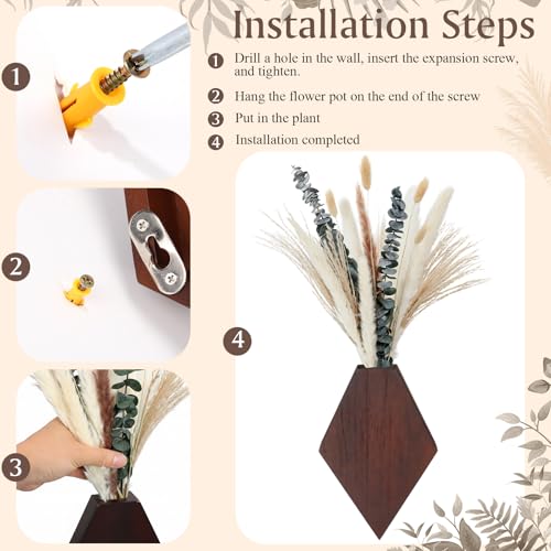 2 Pcs Wooden Wall Planters, Brown, Natural Style - color: Brown, style: Natural Style