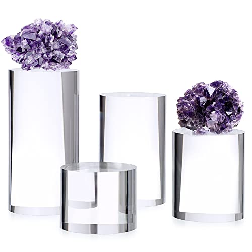 Hipiwe 4-Pack Acrylic Display Risers Figures Display Stand Holder, Cylinder