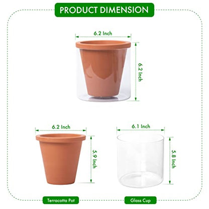 D'vine Dev Self Watering Terracotta Planter Pot, 6 in, 37-X-B-1 - color: Terracotta, size: 6 Inch