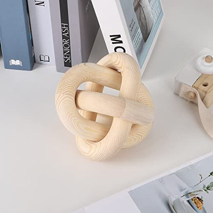 Jlong Wood Knot Decor Chain Link Modern Farmhouse Boho Coffee Table Accent - color: Natural