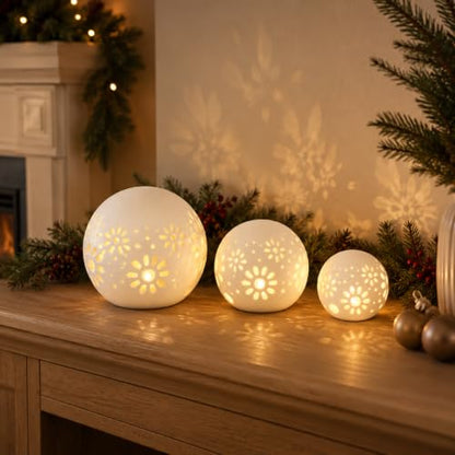 HY Design Set of 3 Ceramic Decorative Lamp 5" H Battery Powered (White)
