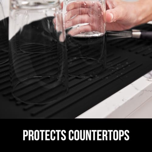 GORILLA GRIP Patented BPA-Free Silicone Dish Drying Mat, 18x16, Black - color: Black, size: 18" x 16", style: Silicone