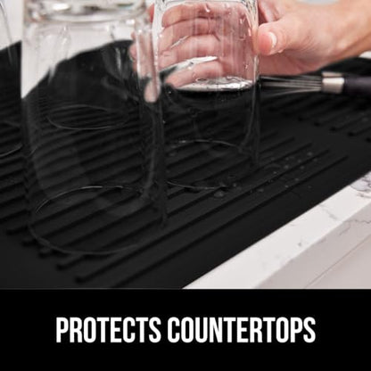 GORILLA GRIP Patented BPA-Free Silicone Dish Drying Mat, 18x16, Black - color: Black, size: 18" x 16", style: Silicone