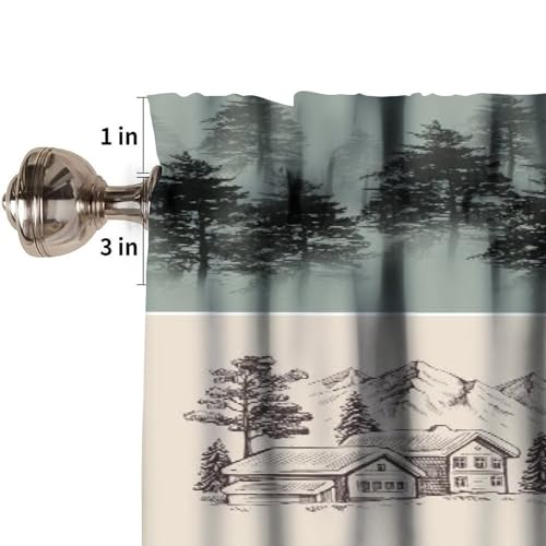 Rustic Lodge Window Valance Retro Bear Deer Country Farmhouse Buffalo Plaid Short Curtains Rod Pocket Drapes Dining Room Bedroom Kitchen Living Room Office Drapes, 54x18in - color: Style-16, size: 54"W x 18"L (Pack of 1)