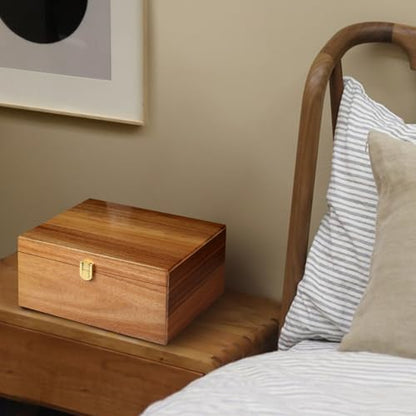 Wooden Keepsake Box, Large Acacia Decorative Storage Boxes