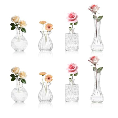 KJHL 8 Pcs Small Glass Bud Vases, Mini Flower Vases for Wedding Centerpiece - size: 8 Pcs