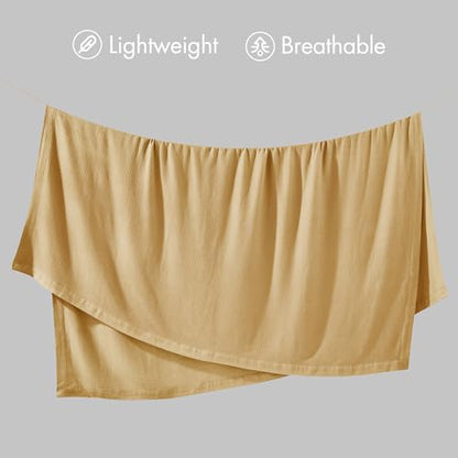 Madison Park 100% Egyptian Cotton Twin Size Bed Blanket for Summer Mustard - color: Mustard, size: Twin