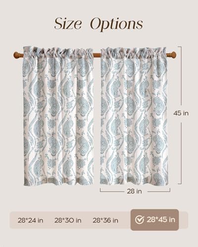 Miss Adola 45 Inch Length Kitchen Tier Curtains, Blue Farmhouse - color: Blue Farmhouse, size: 28"W x 45"L (Pack of 2)
