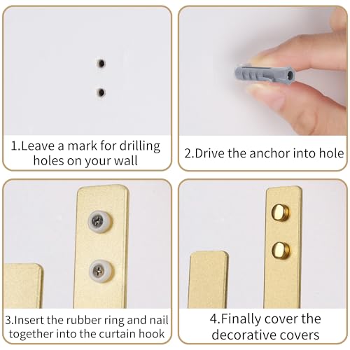 Groleca 2 Pack Curtain Holdbacks Curtain Tiebacks Wall Mount, Gold - color: Gold