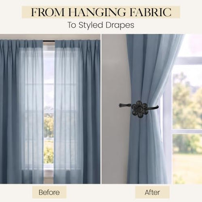 RTZEN Metal Curtain Tiebacks, Drapery Holders for Wall, 2 Pcs - size: Medium, style: Flower