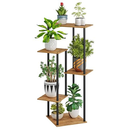 HAYOFAMY 5 Tier Rustic Brown Plant Stand Indoor 35” Tall