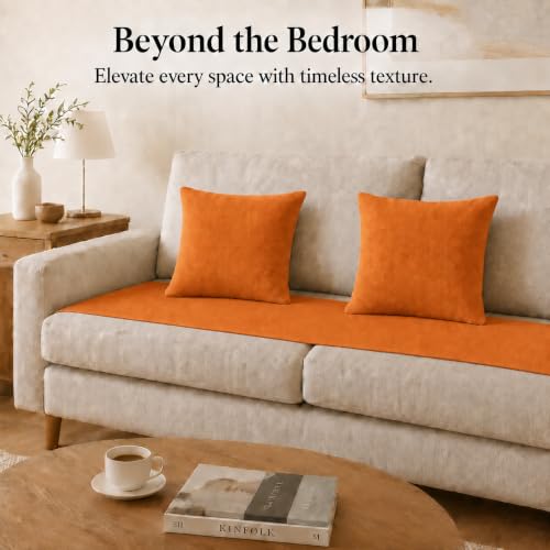 Solid Bed Runner Set,2 Pillow Covers,Terracotta,82.7x19.7in - color: Terracotta, size: Full/Queen
