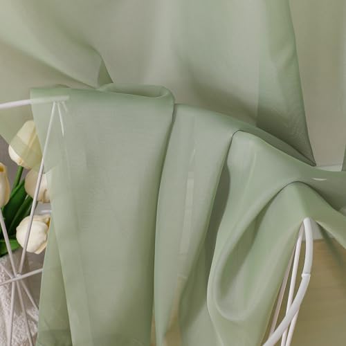 OVZME Bedroom Curtains 2 Panel Sets 84" Inch Length - Transparent Light Weight Soft Window Treatment Panels for Study Room/Living Room/Guest Room, Sage Green, Per Panel W42 X L84 inches (Pack of 2) - color: Sage Green, size: 42"W x 84"L (Pack of 4)