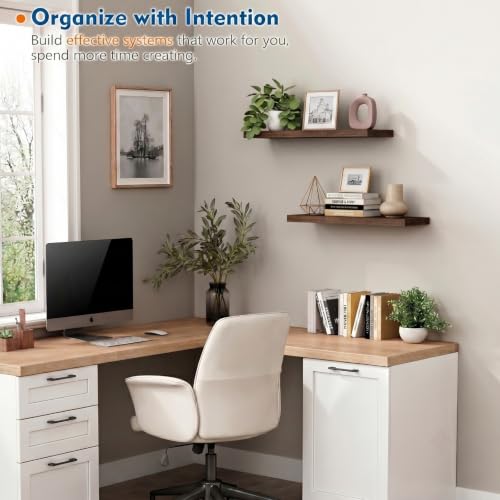Harwaya 24 Inch Floating Shelves - Bathroom Shelves Wall Mounted - color: Dark Walnut, size: 24 x 8 Inch