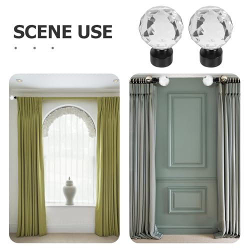 Unomor Black Iron Curtain Rod Decorative Head Plug Ball Finials for Curtain Rod Ends Window Treatment Hardware 3.54X2.36X1.18In