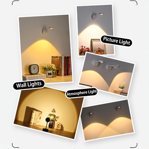 Rechargeable Wireless Motion Sensor Picture Light with 7-Color - color: Black