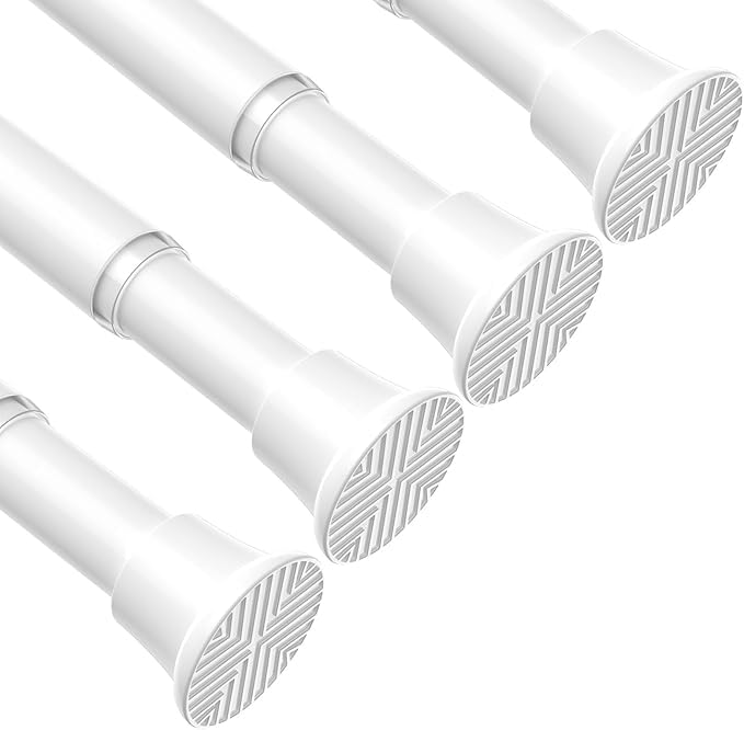 4Pcs Spring Tension Curtain Rod, White Tension Rod 30-62 Inch - color: White, size: 30-62inch（4PCS）