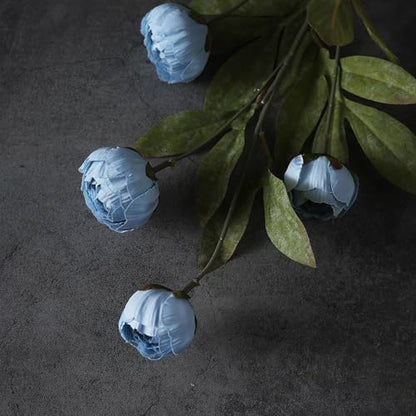 6 Pcs 27" Faux Silk Peony Artificial Flowers Stems for Vase (Dusty Blue) - color: Dusty Blue