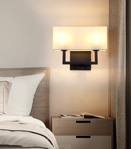 Yosoan Indoor Bedside Wall Sconce with On Off Switch - color: Black, size: 1-Pack