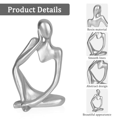 Sandstone Resin Thinker Statue Style Abstract Sculpture, Silver, Left - color: Small Silver, size: Left 1pc