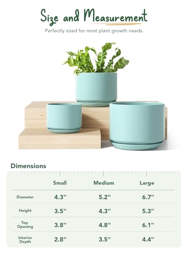 LE TAUCI Ceramic Pots for Plants, 4.3+5.3+6.8 Inch, Set of 3, Turquoise - color: Turquoise, size: 4.3"+5.3"+6.8"