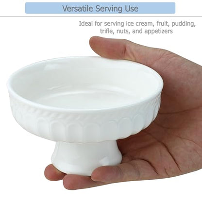 EIKS Ceramic Footed Bowl Display Stand Plate, (Dia. 5-inch) - size: Dia. 5-inch